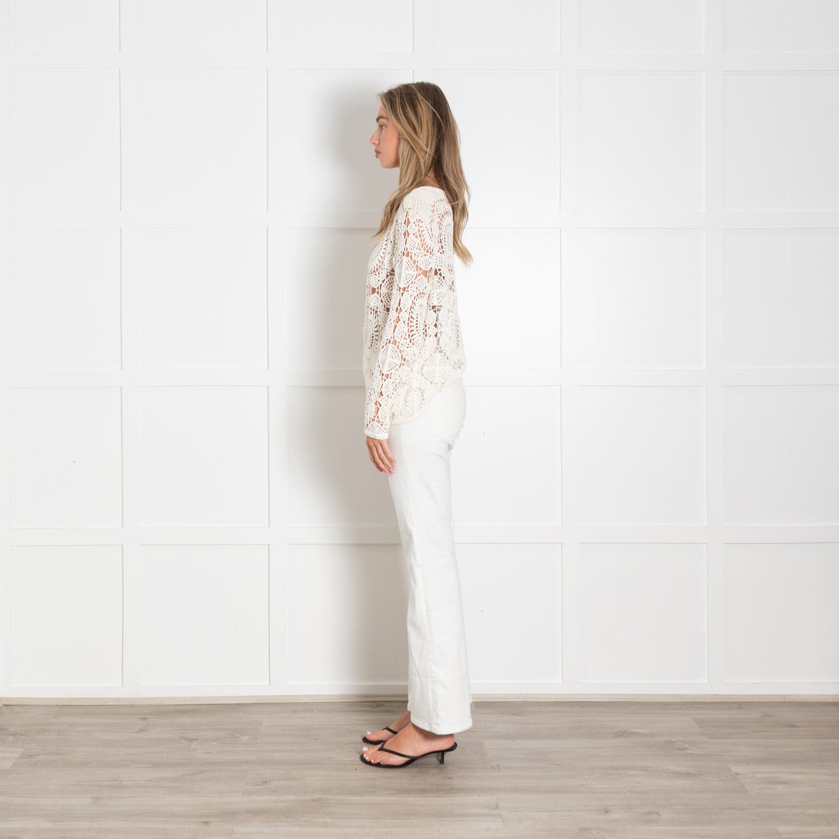 Diane Von Furstenberg Cream Crochet Jumper