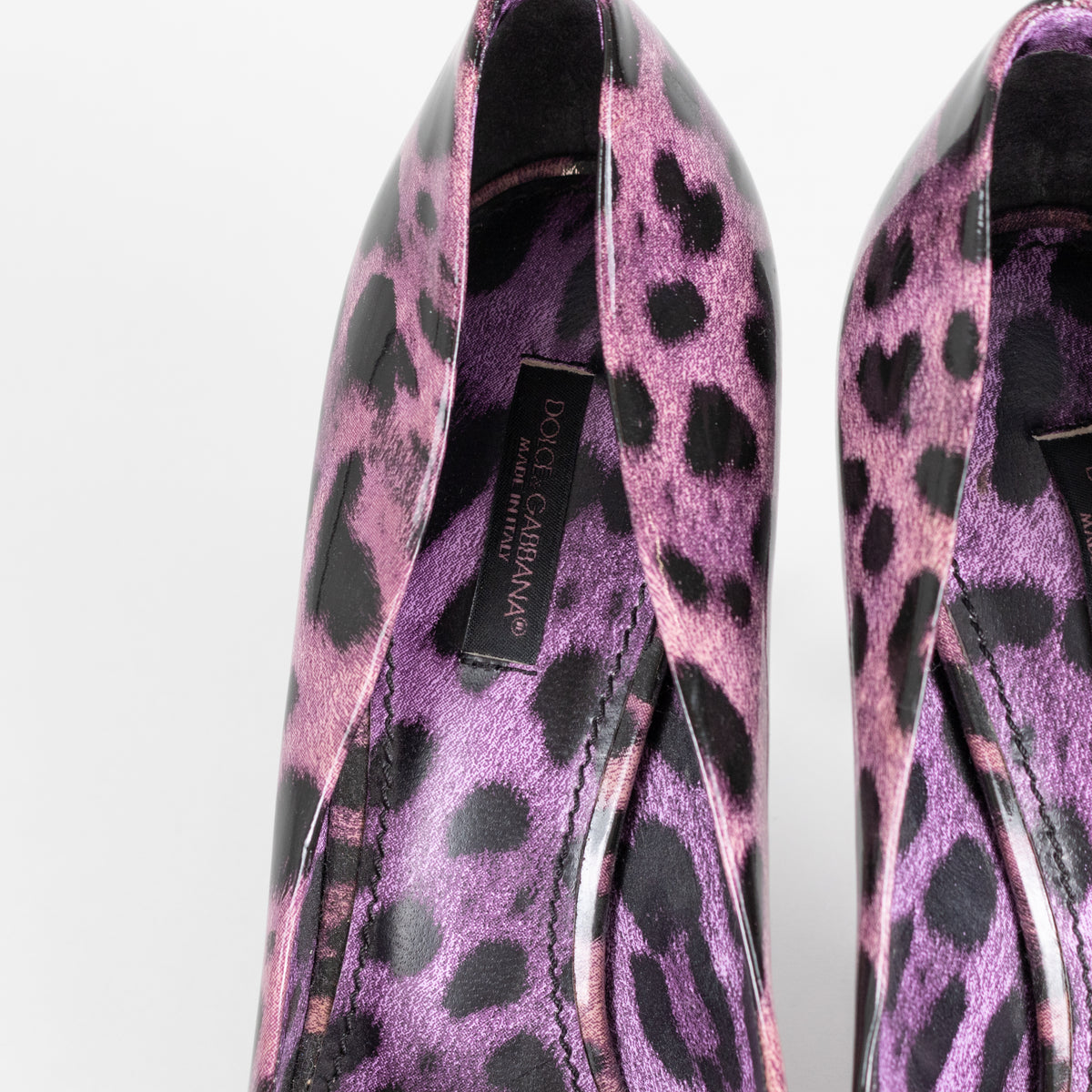 Dolce & Gabbana Purple Leopard Print Patent Court Shoe