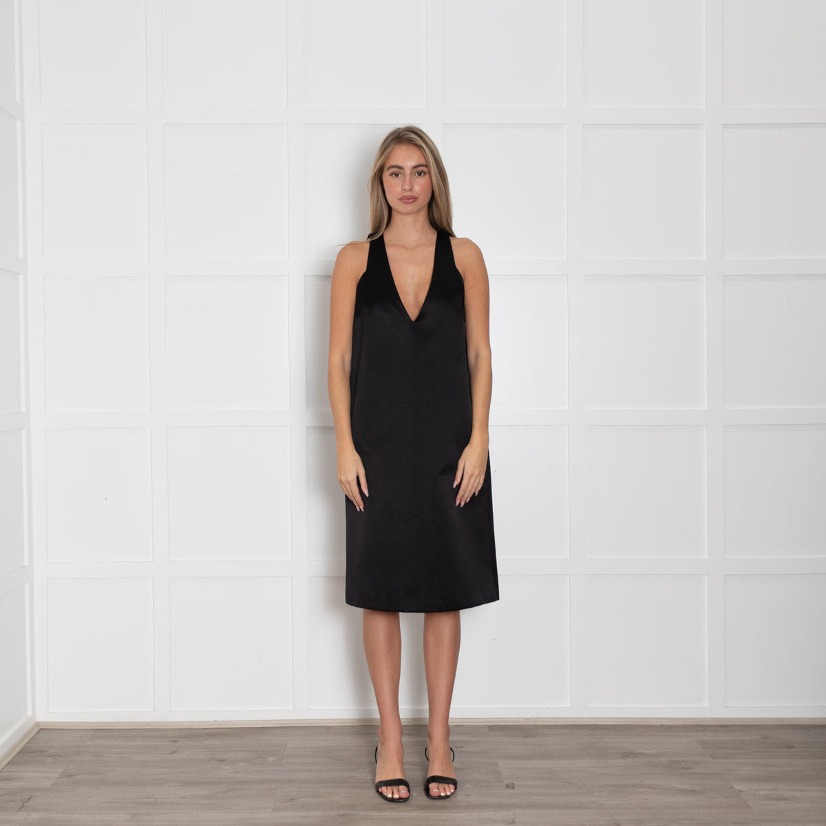 Ellery Black Silk V Front Sleeveless Dress