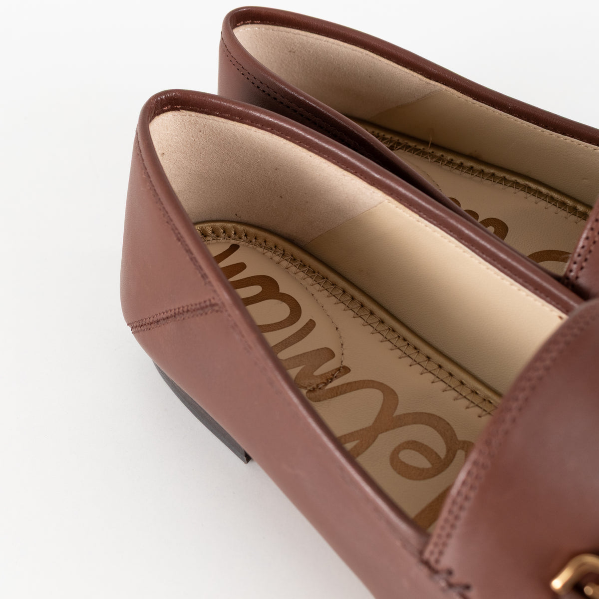 Sam Edelman Brown Leather Loraine Loafers With Gold Horsebit Detail