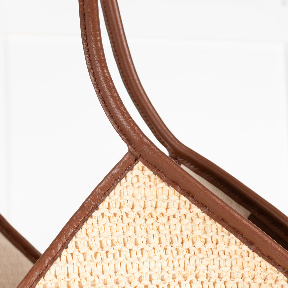 Hereu Natural Calella Raffia Brown Leather Trim Bag