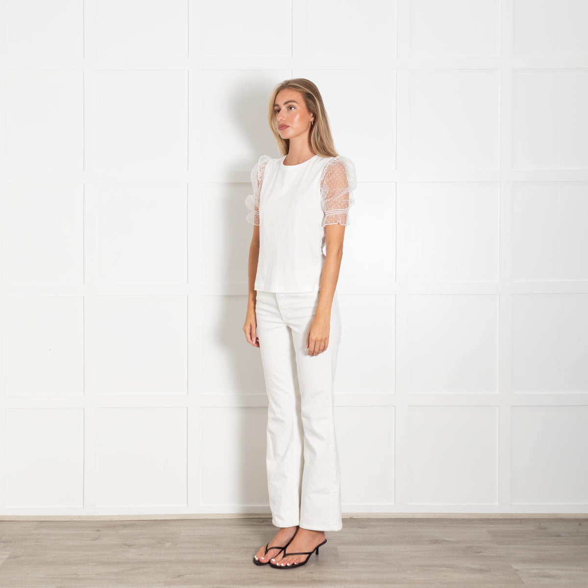 Me + Em White Layering T Shirt With Lace Sleeves