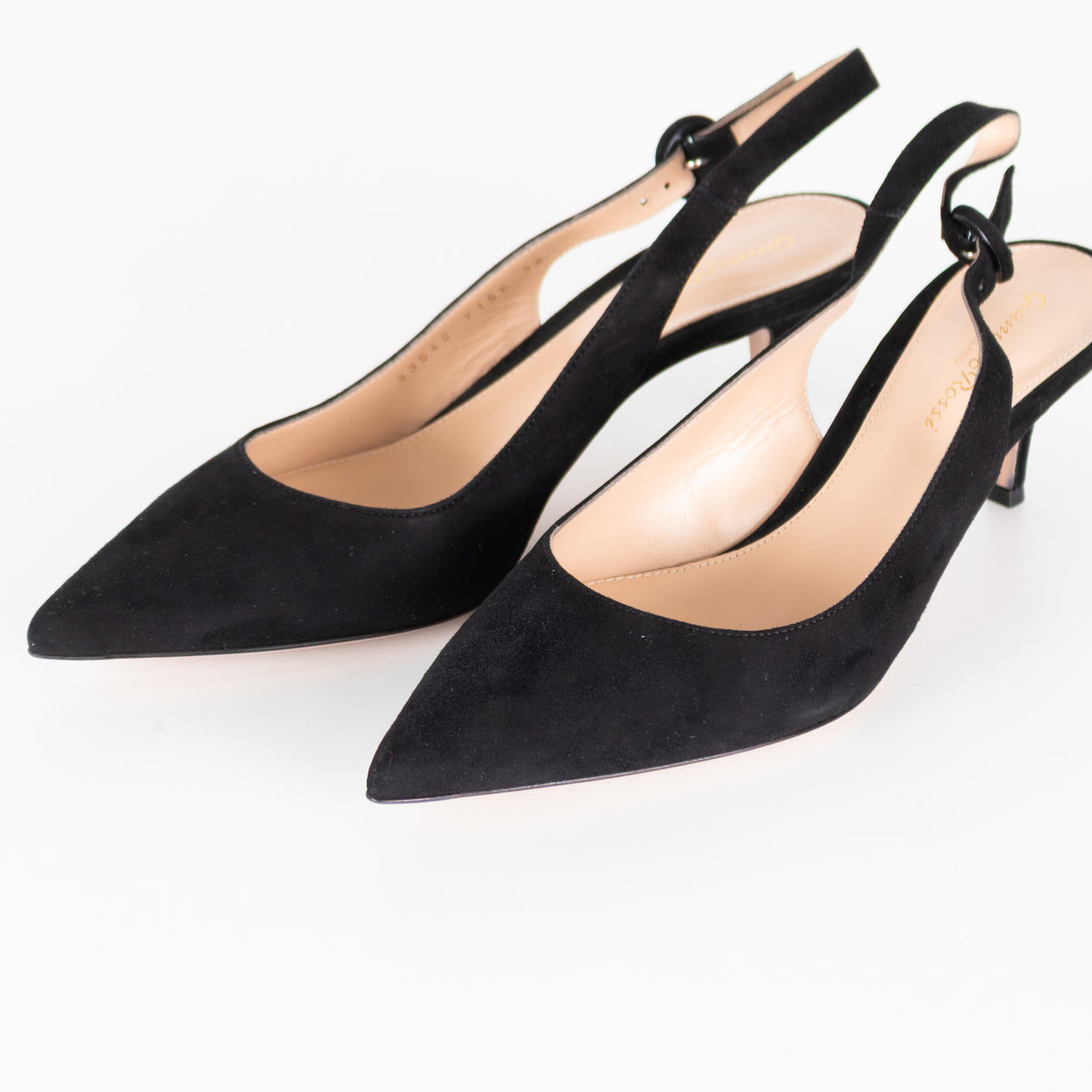 Gianvito Rossi Black Suede Slingbacks