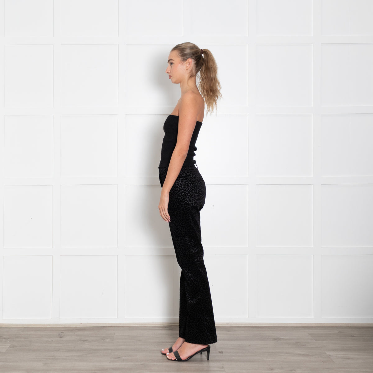 The Kooples Black On Black Animal Print Devore Trousers
