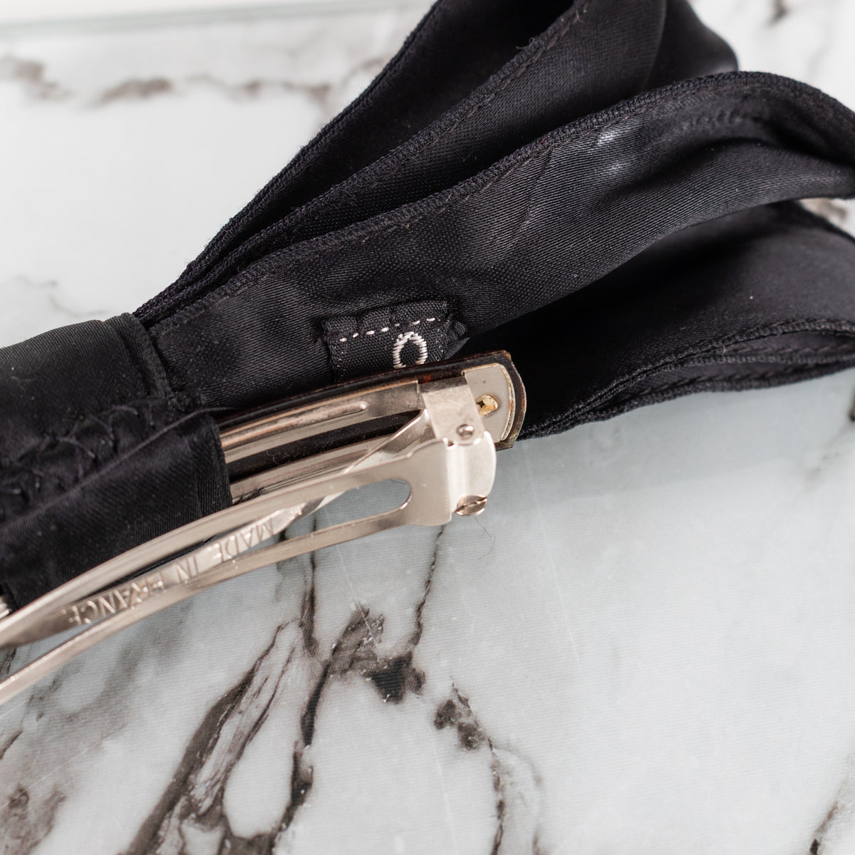 Chanel Black Satin Large Bow Hair Clip