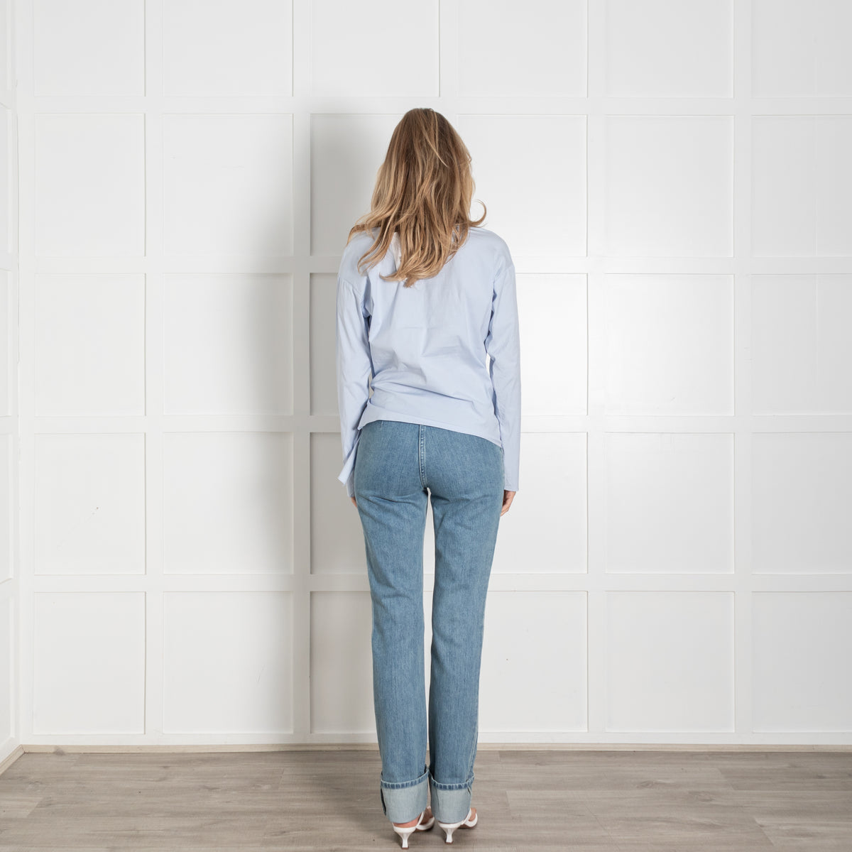Theory Pale Blue Cotton Blend Side Knot Detail Top