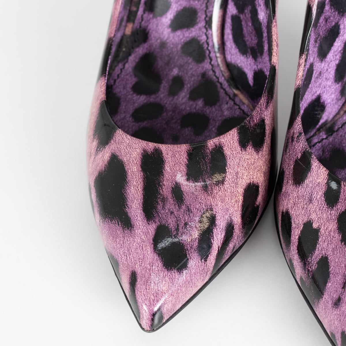 Dolce & Gabbana Purple Leopard Print Patent Court Shoe