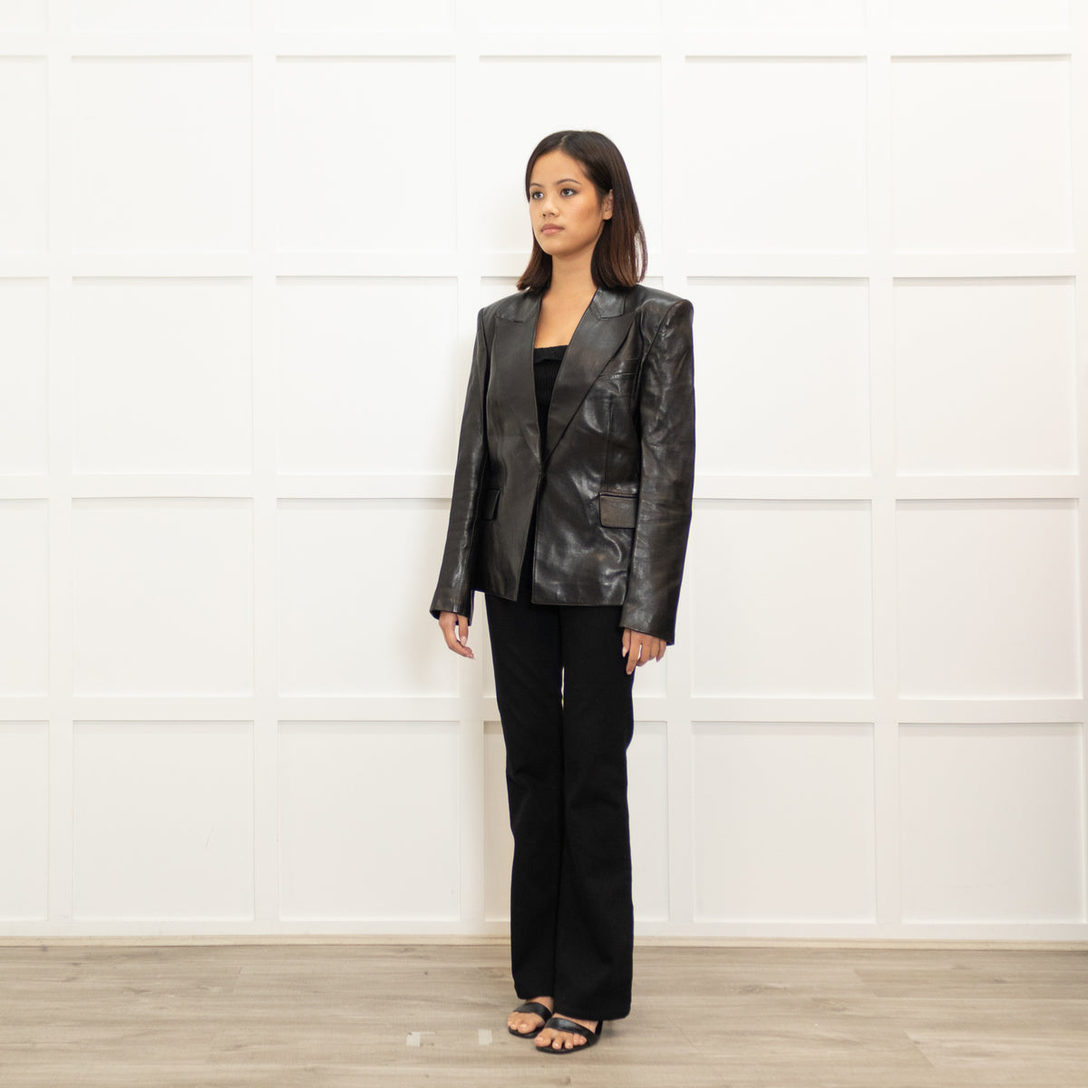 Yves Saint Laurent Black Leather Blazer