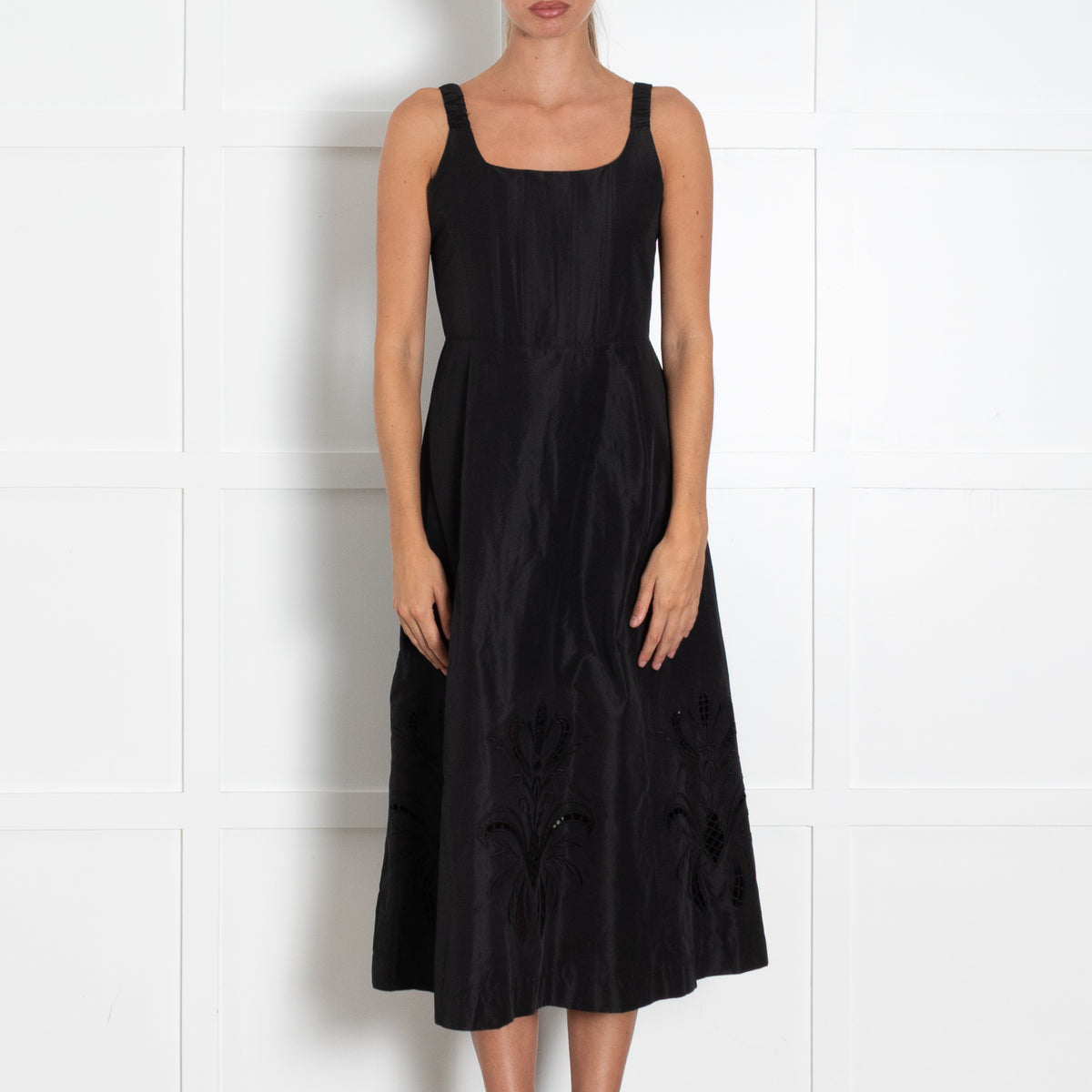Lug Von Siga Black Corset-Style Flared Sleeveless Dress