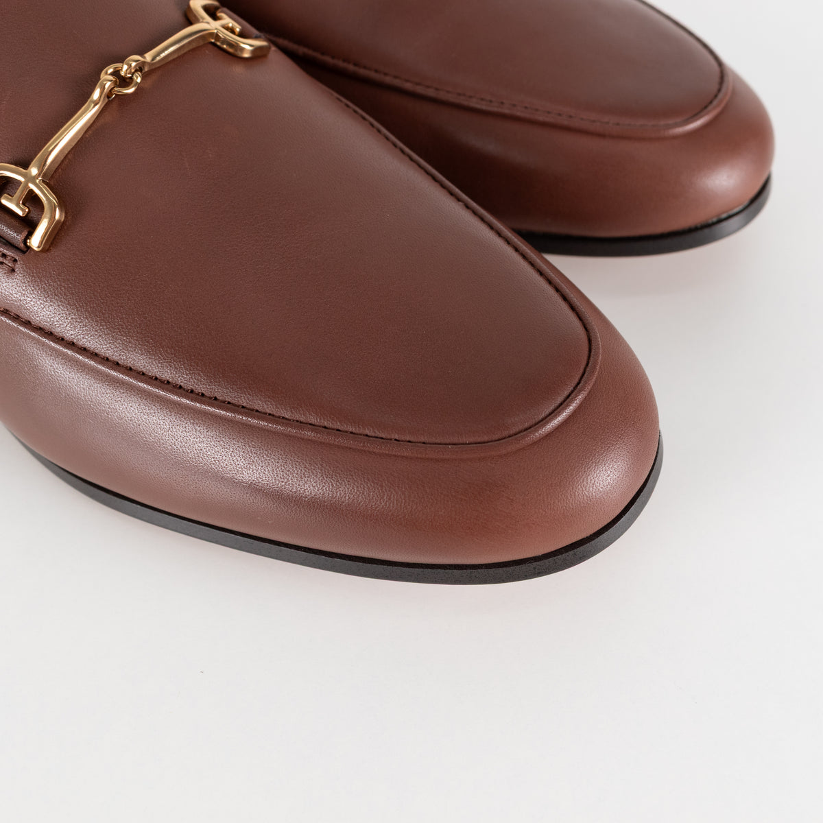 Sam Edelman Brown Leather Loraine Loafers With Gold Horsebit Detail