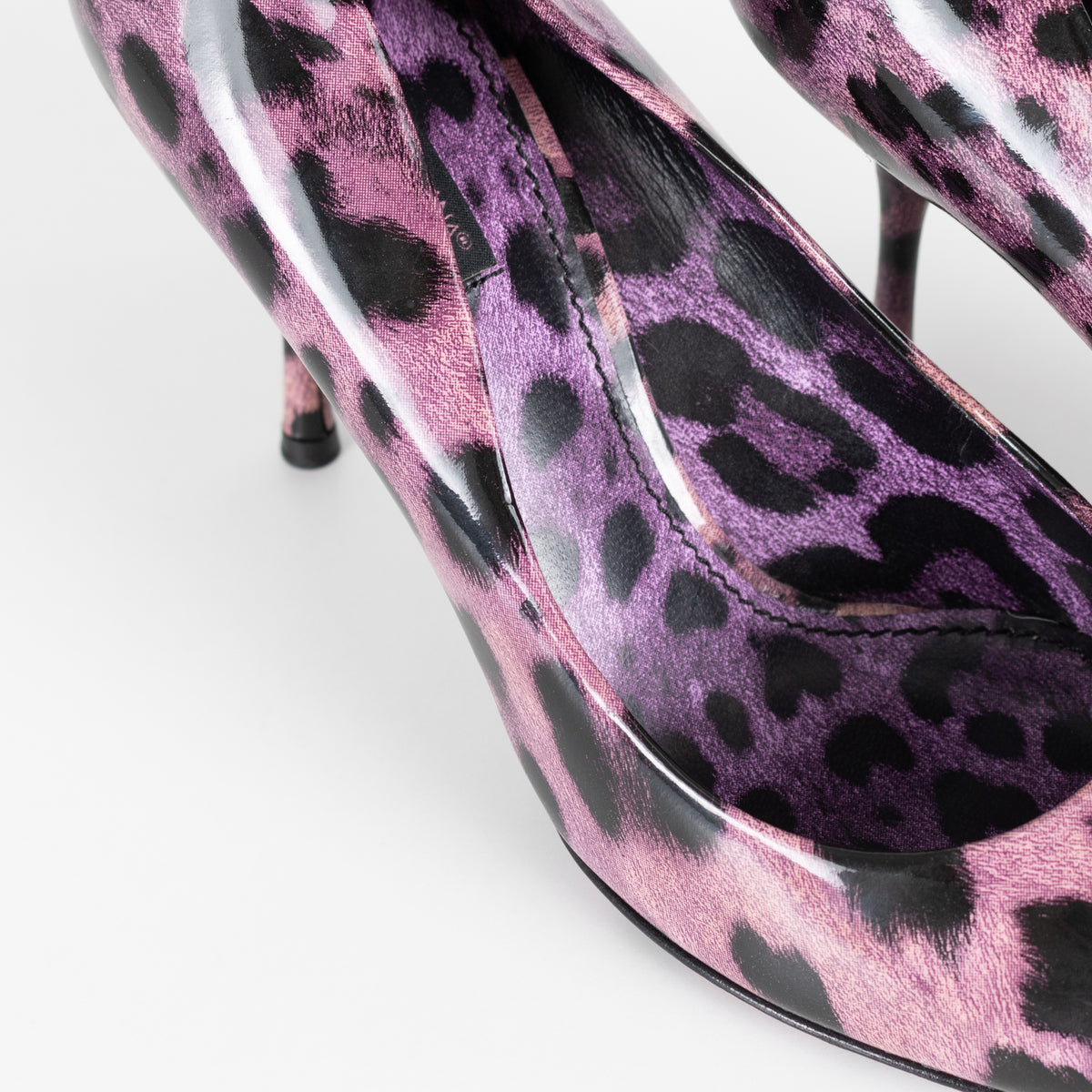 Dolce & Gabbana Purple Leopard Print Patent Court Shoe