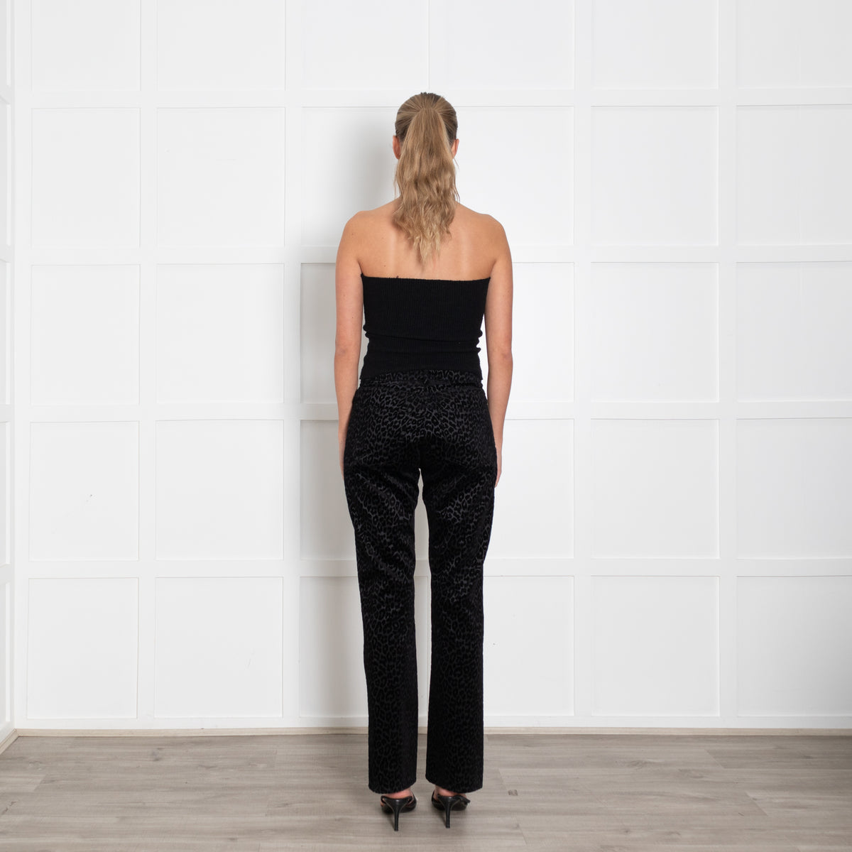 The Kooples Black On Black Animal Print Devore Trousers
