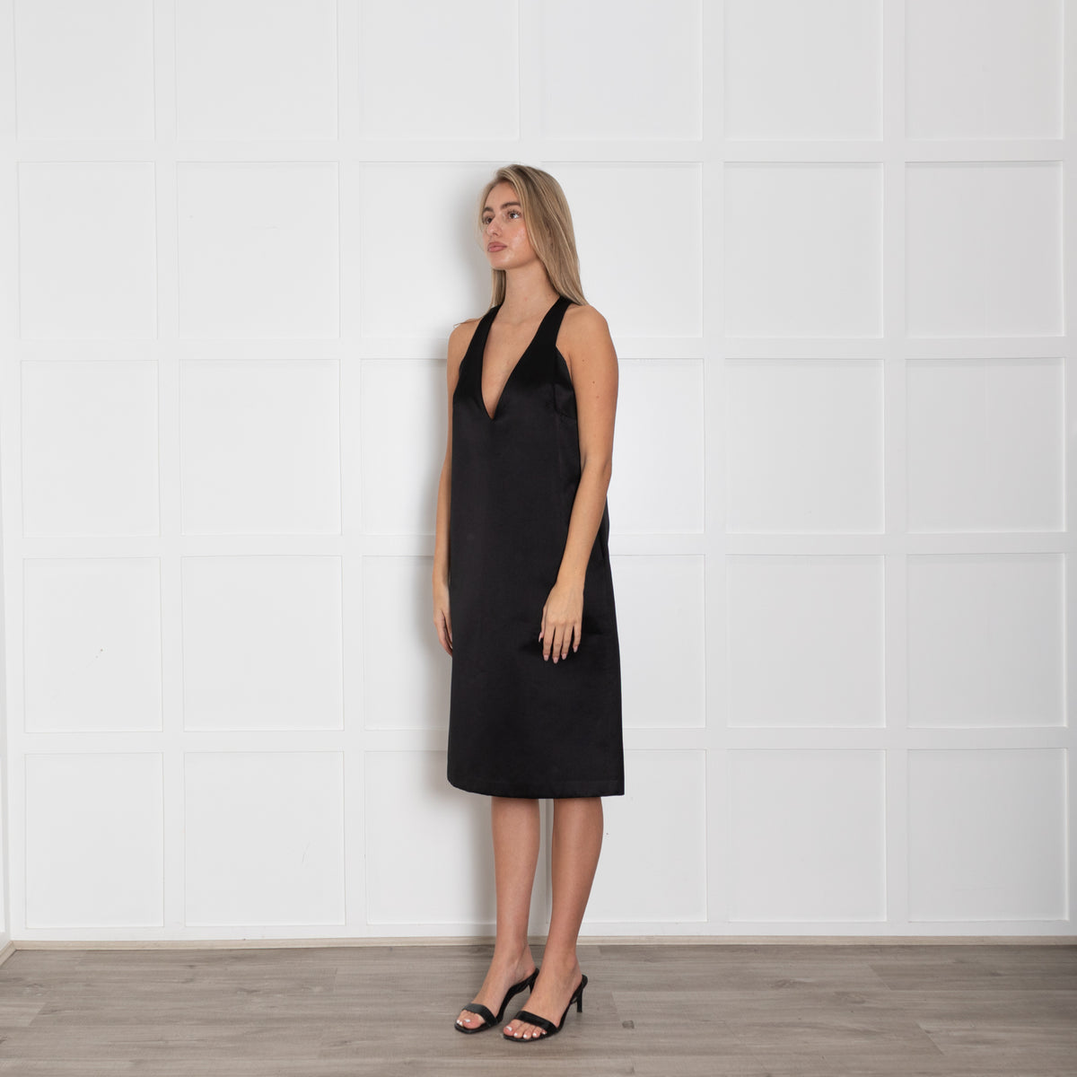 Ellery Black Silk V Front Sleeveless Dress