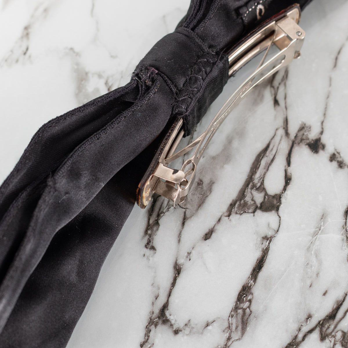 Chanel Black Satin Large Bow Hair Clip