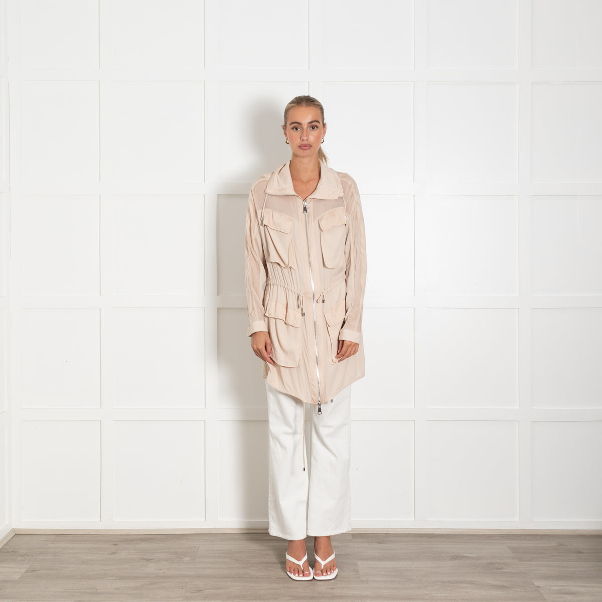 Pinko Beige Lightweight Zip Up Jacket