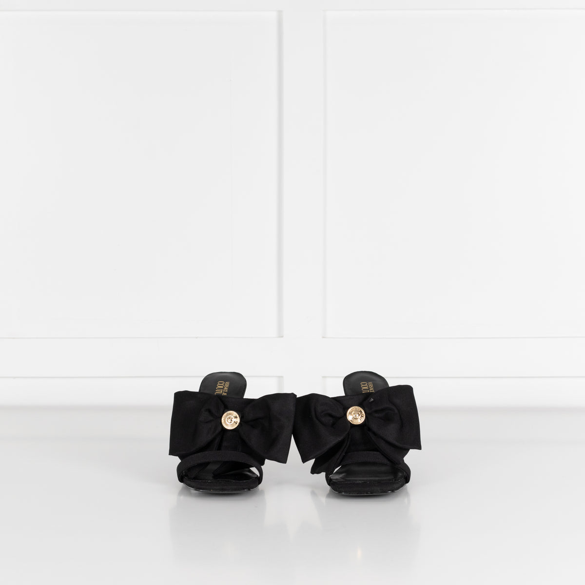 Versace Jeans Couture Black Emily Bow Healed Sandals