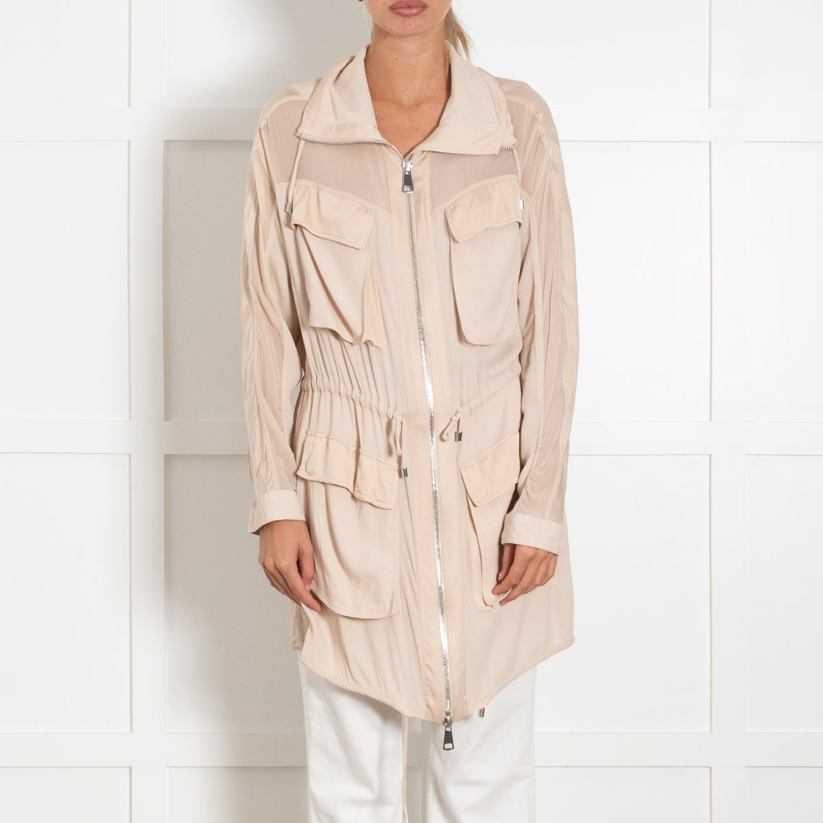 Pinko Beige Lightweight Zip Up Jacket