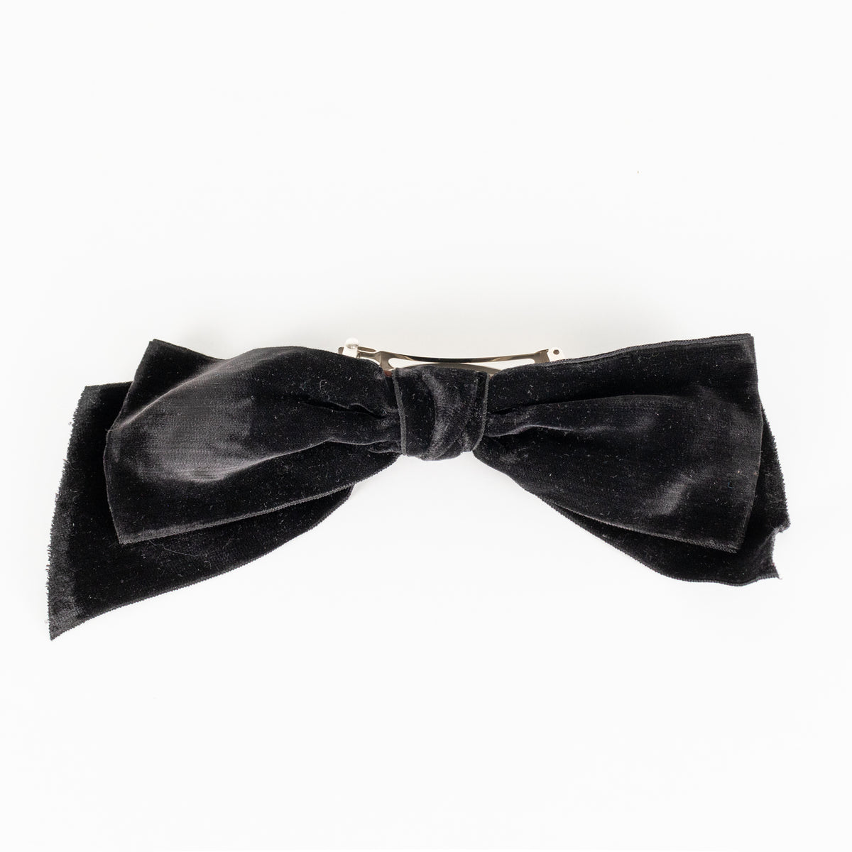 Chanel Black Velvet Large Bow Hairclip