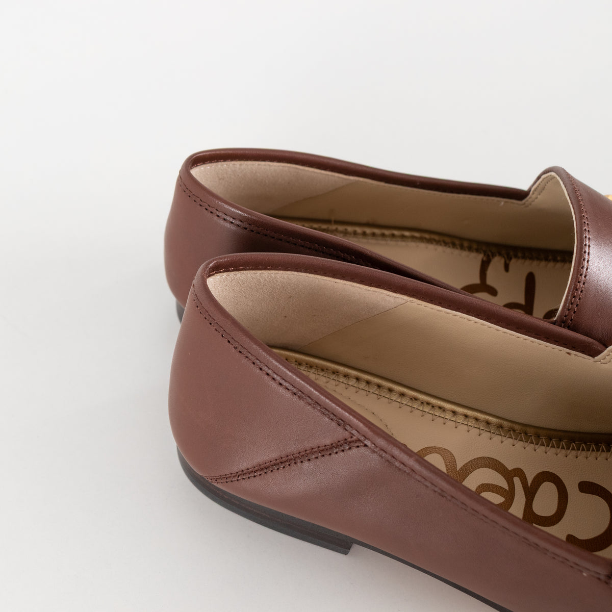Sam Edelman Brown Leather Loraine Loafers With Gold Horsebit Detail