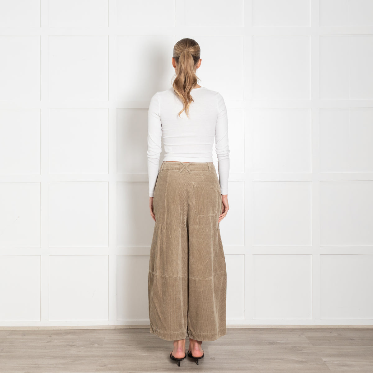 YMC Khaki Corduroy Wide Leg Trousers