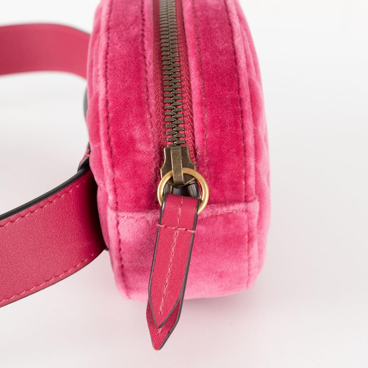 Gucci Marmont Matelasse Fuschia Pink Velvet Belt Bag