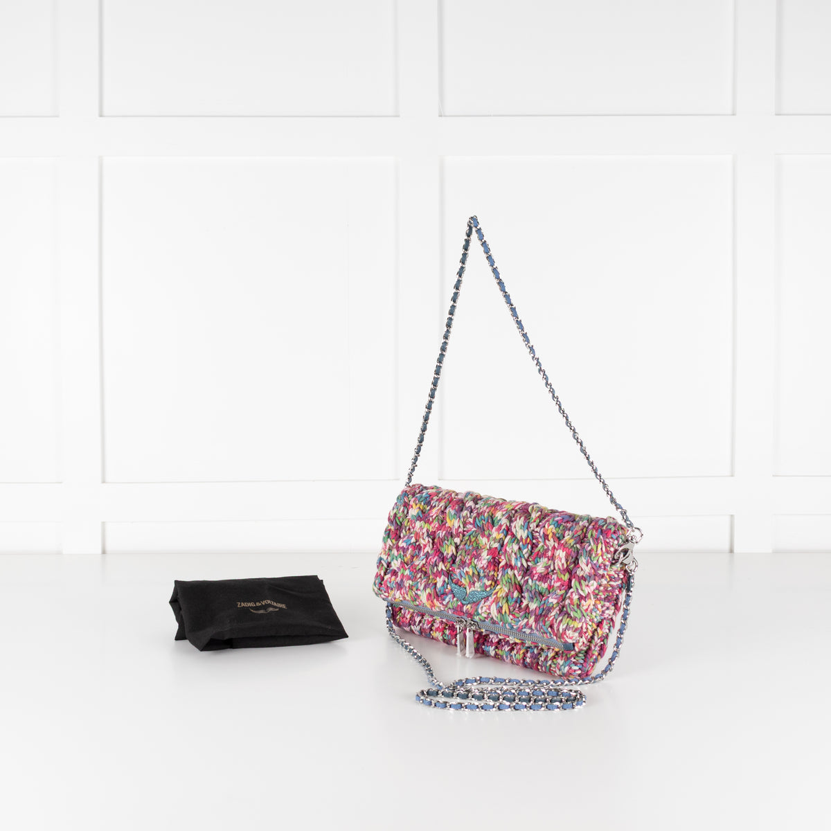 Zadig & Voltaire Preloved Rock Knitted Mix Clutch With Detachable Chain Strap