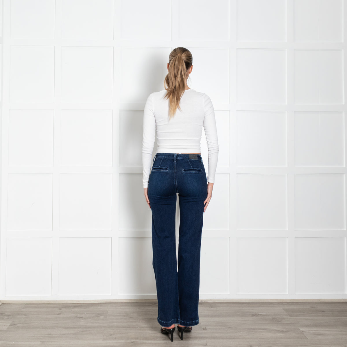 Paige Dark Blue Flared Leenah Jeans