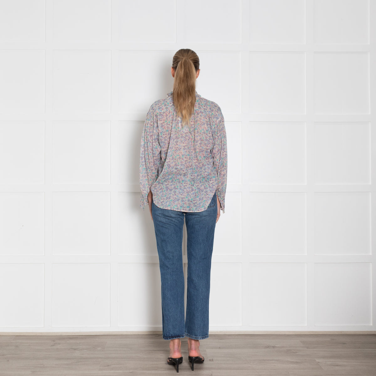 Isabel Marant Etoile Light Grey Ditzy Floral Fine Cotton Blouse