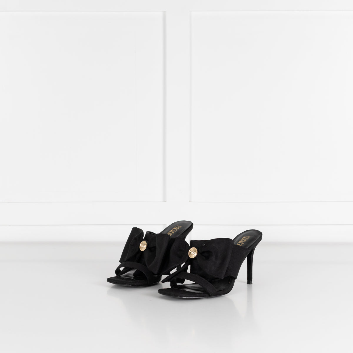 Versace Jeans Couture Black Emily Bow Healed Sandals