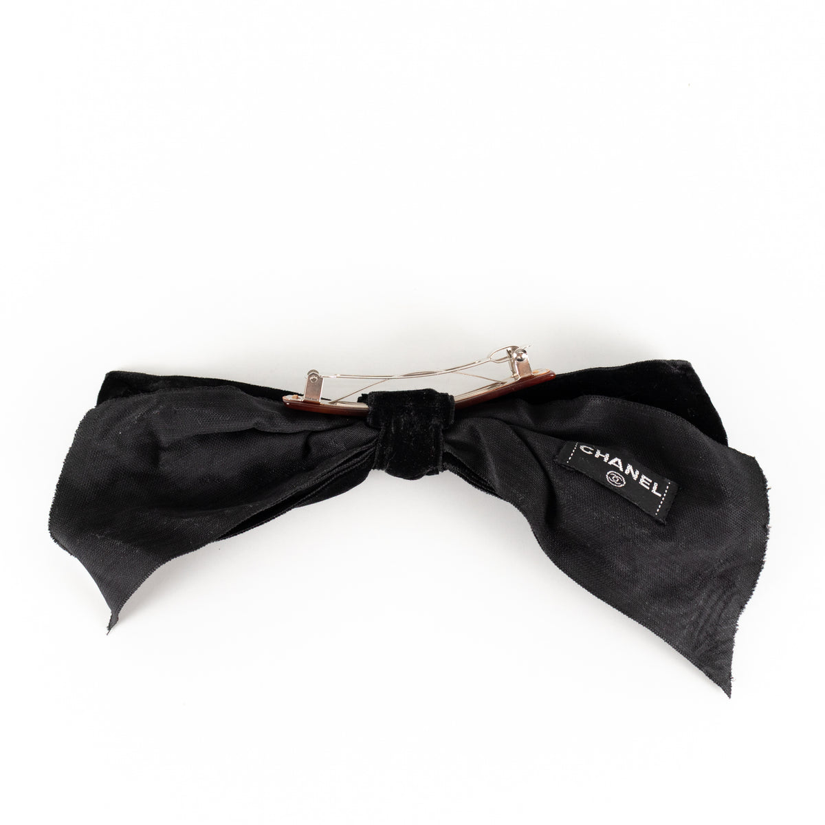 Chanel Black Velvet Large Bow Hairclip