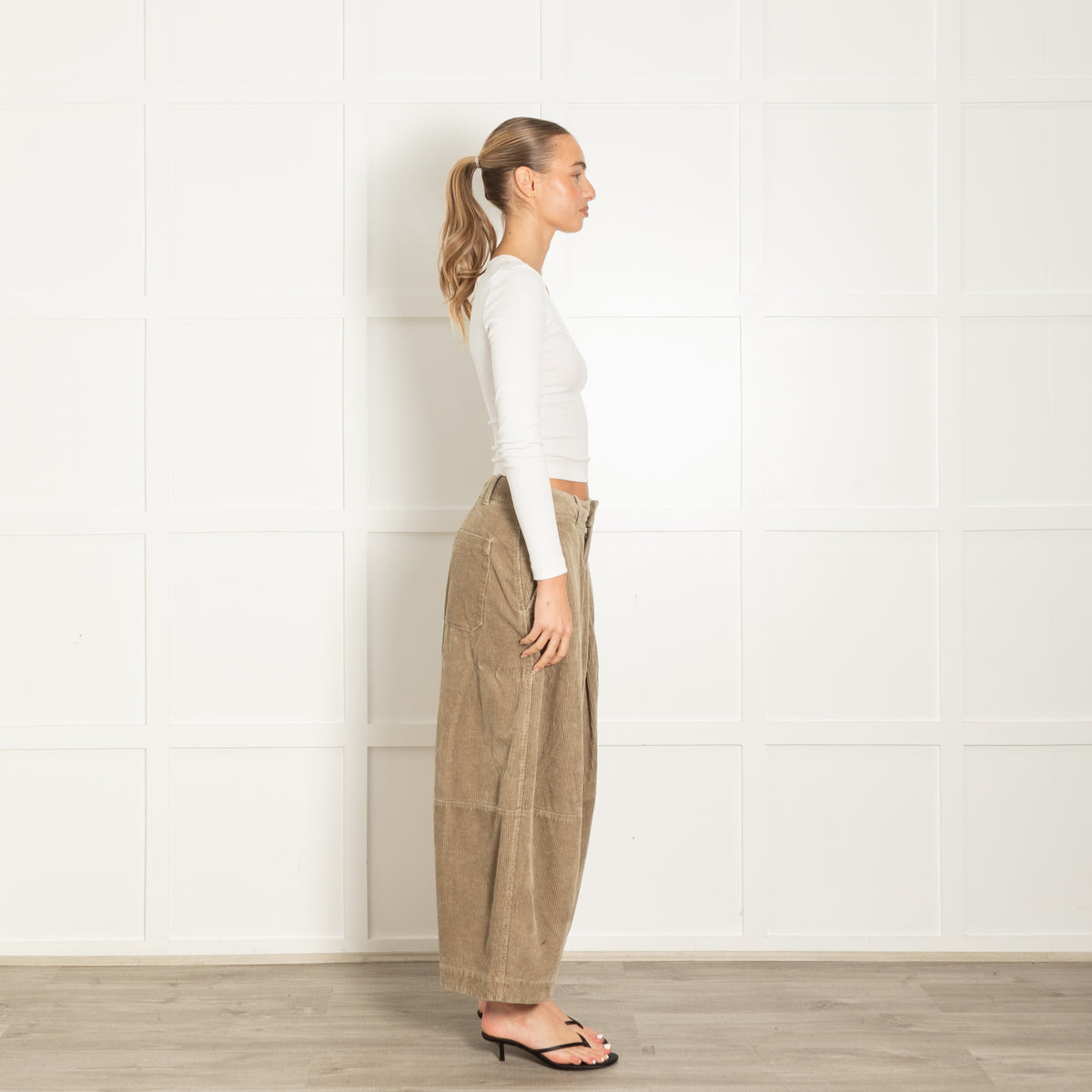 YMC Khaki Corduroy Wide Leg Trousers