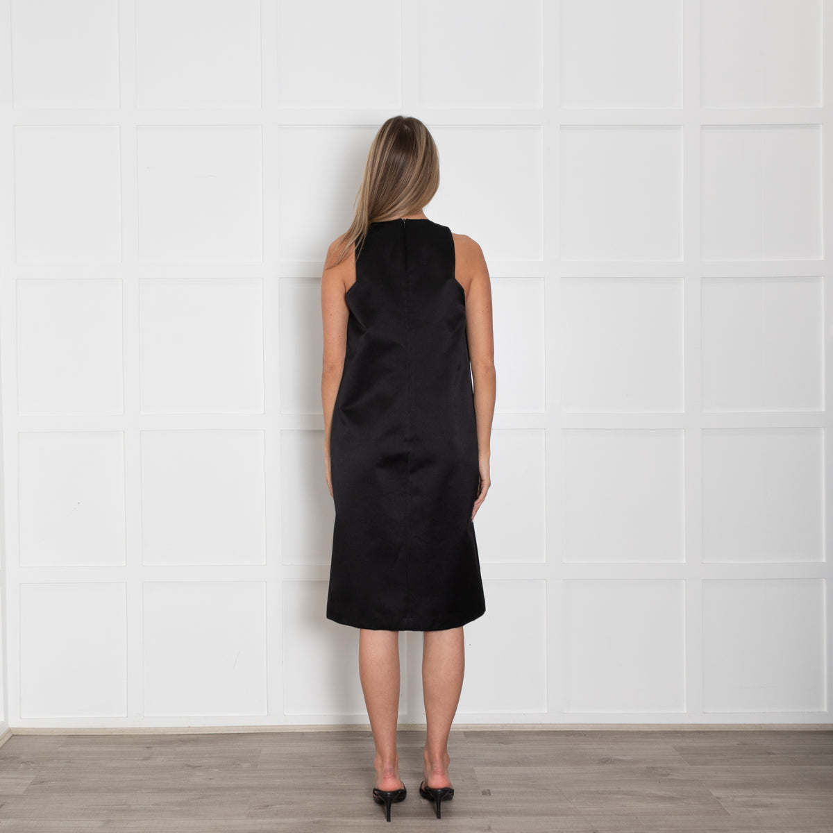 Ellery Black Silk V Front Sleeveless Dress