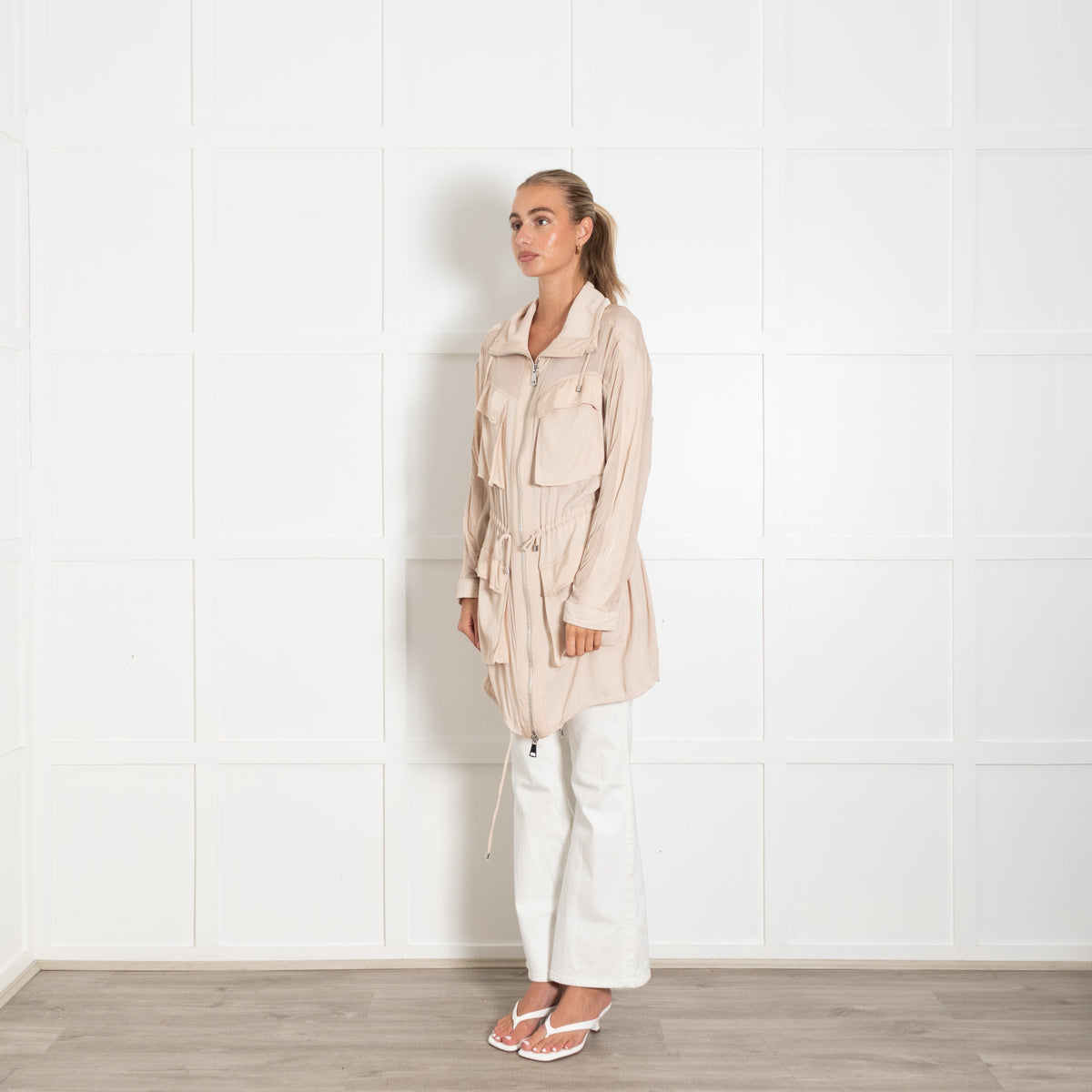 Pinko Beige Lightweight Zip Up Jacket