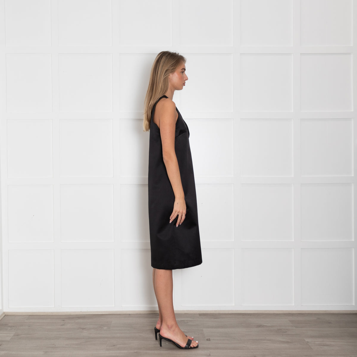 Ellery Black Silk V Front Sleeveless Dress