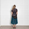 Self Portrait Blue Turquoise Black Lace Midi Dress