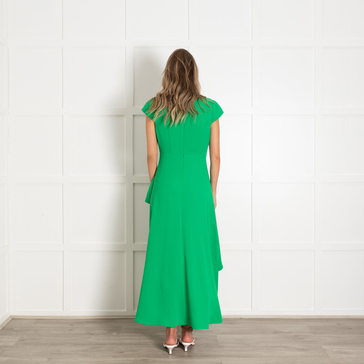 Me +Em Green Cap Sleeve Frill Maxi Belted Dress