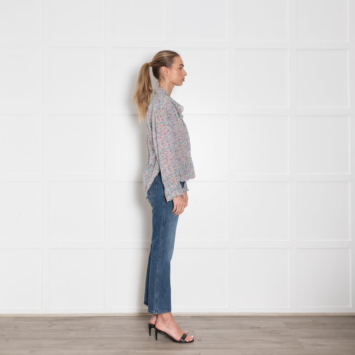 Isabel Marant Etoile Light Grey Ditzy Floral Fine Cotton Blouse