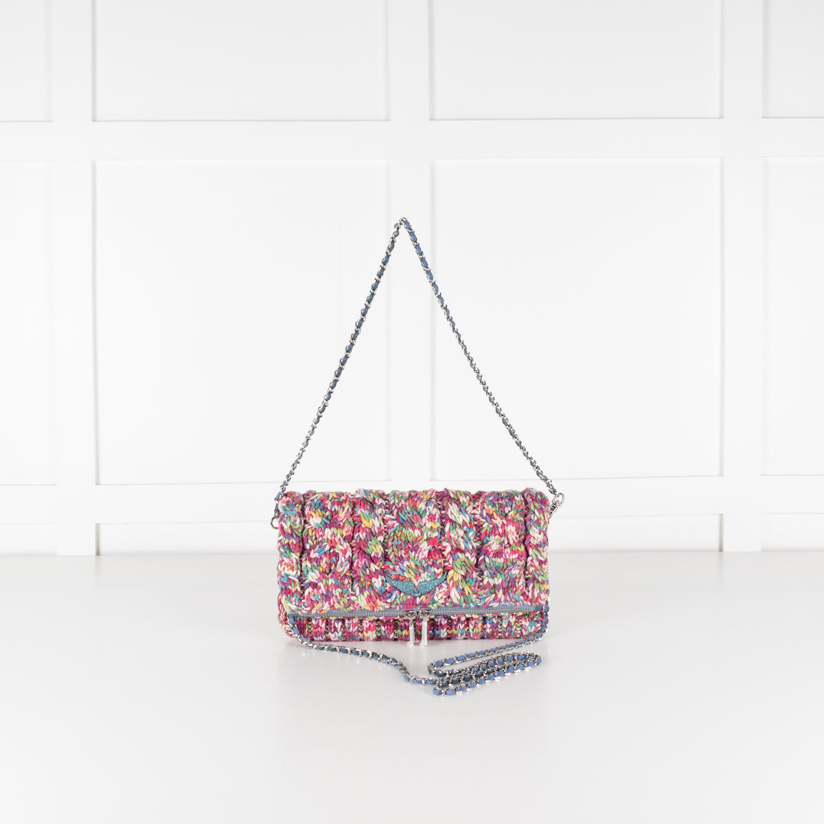 Zadig & Voltaire Preloved Rock Knitted Mix Clutch With Detachable Chain Strap