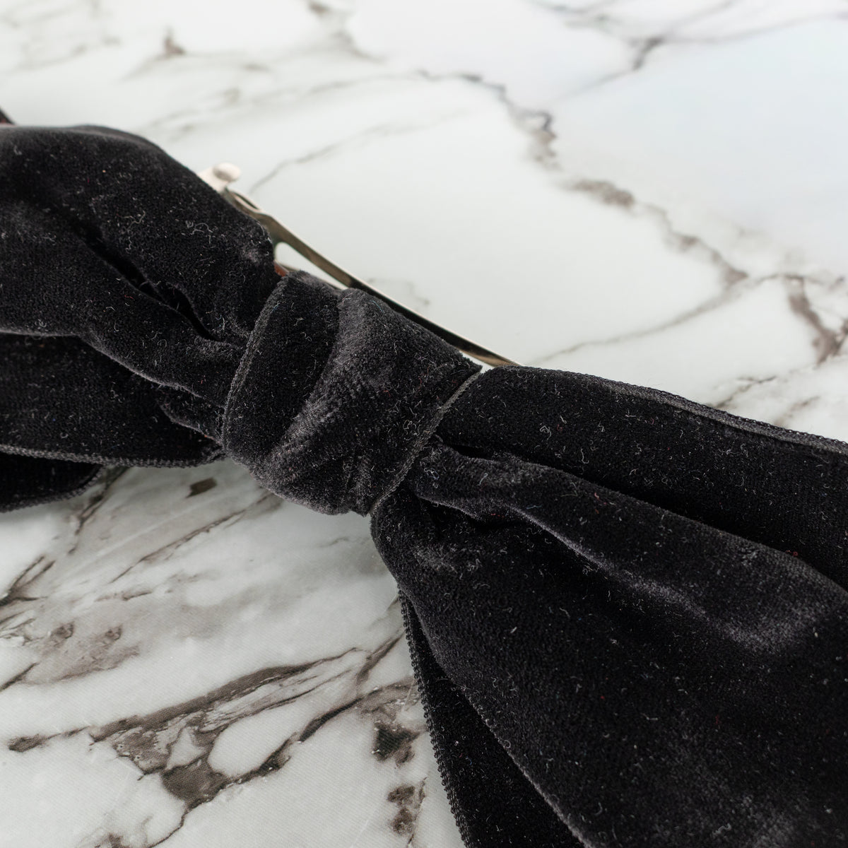 Chanel Black Velvet Large Bow Hairclip