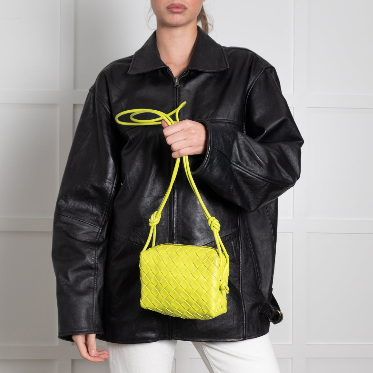 Bottega Veneta Lime Green Mini Loop Cross Body Bag