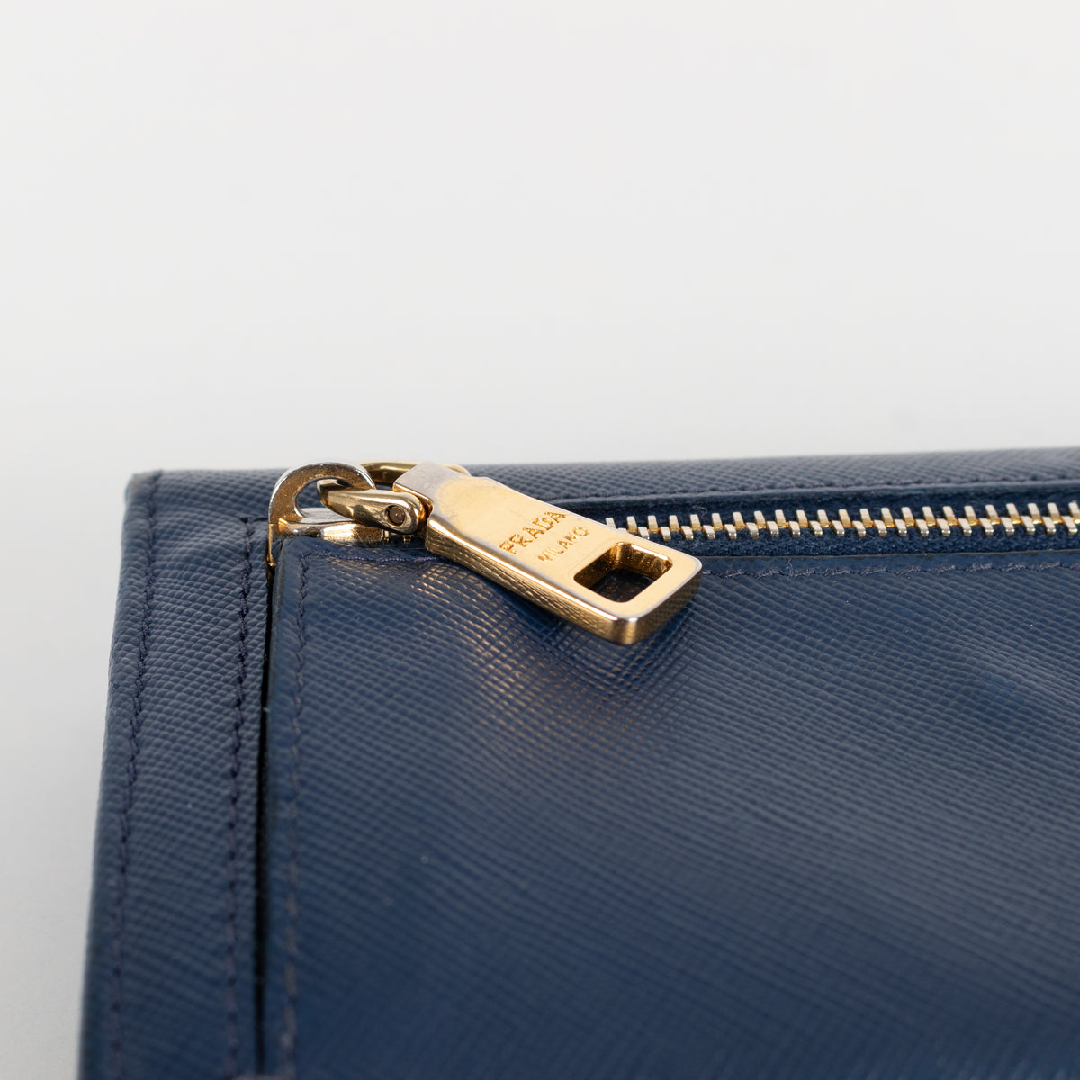 Prada Blue Saffiano Leather Long Wallet