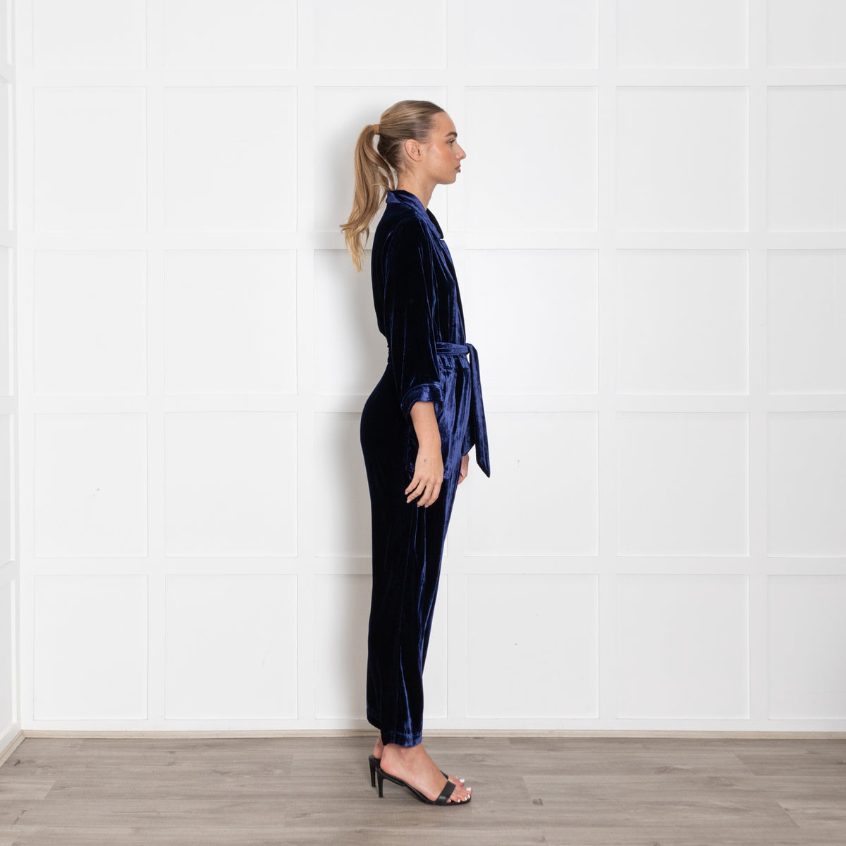 NRBY Pip Navy Blue Velvet Jumpsuit
