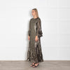 Queens of Archive Black  and Gold Tiered Maxi Dress