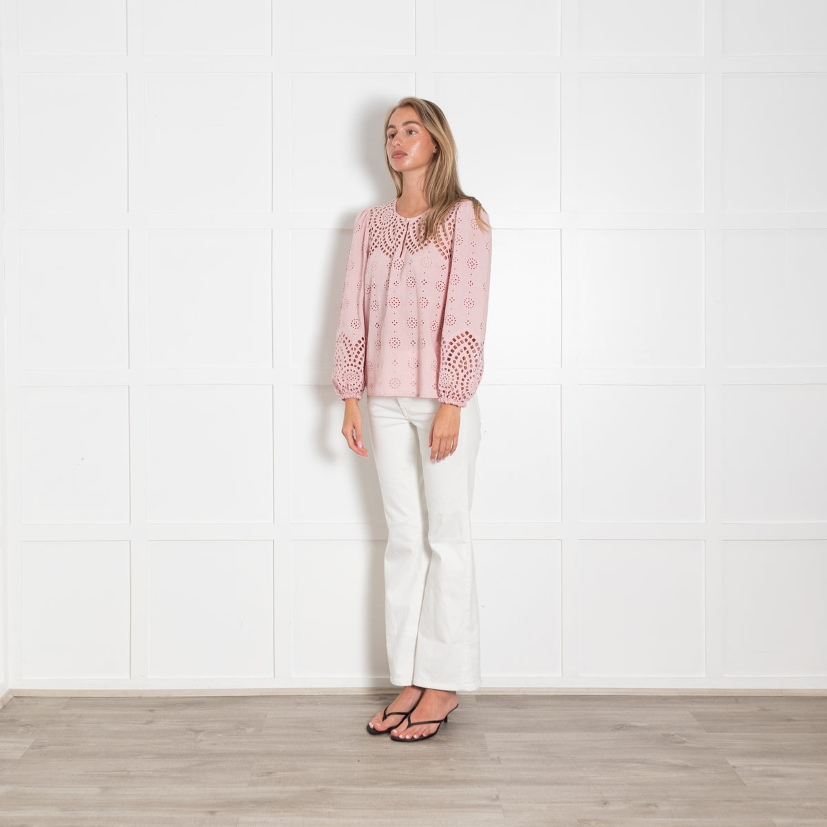 Wyse Pink Broidery Cotton Top
