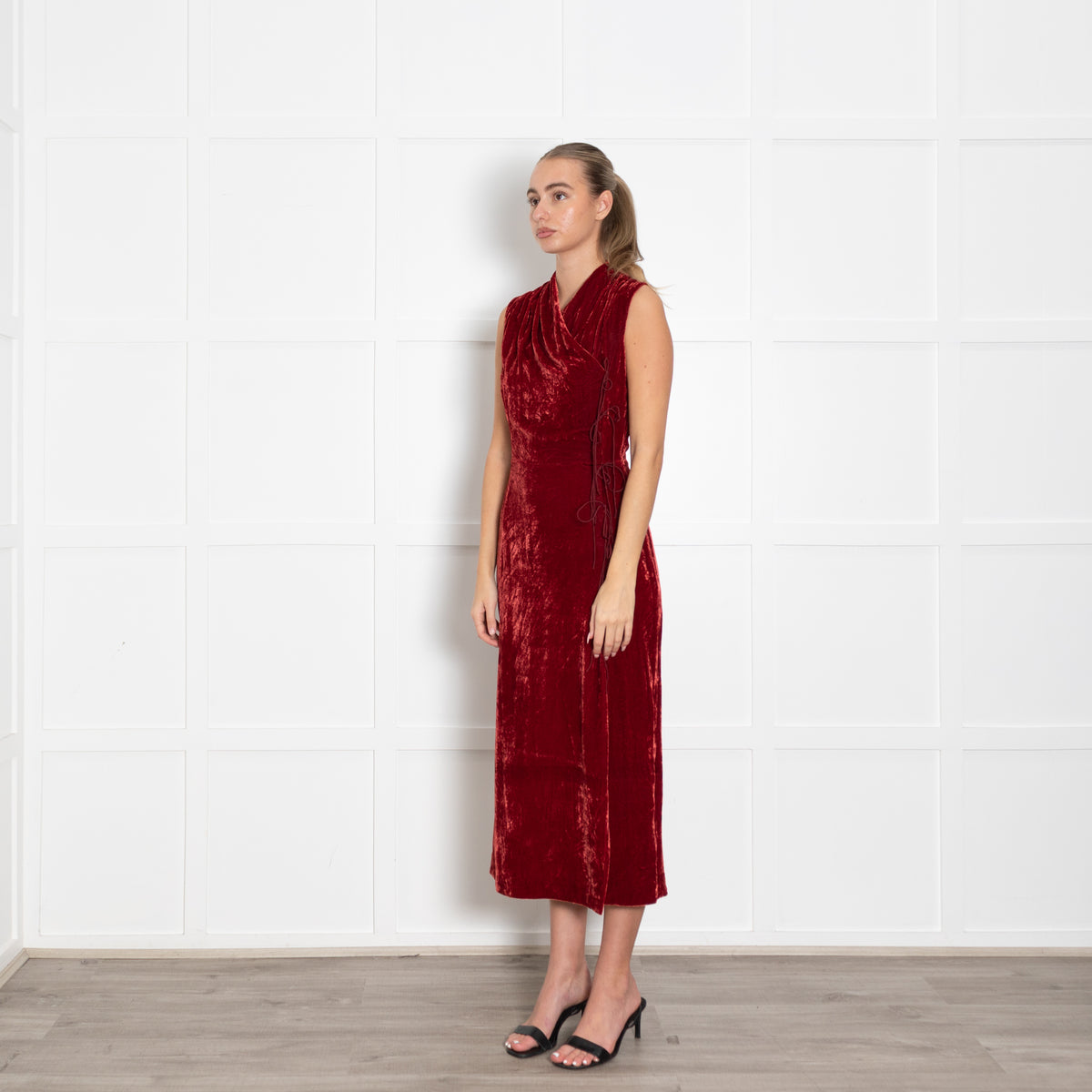 Usisi Sister Burnt Orange Crushed Velvet Jana Dress