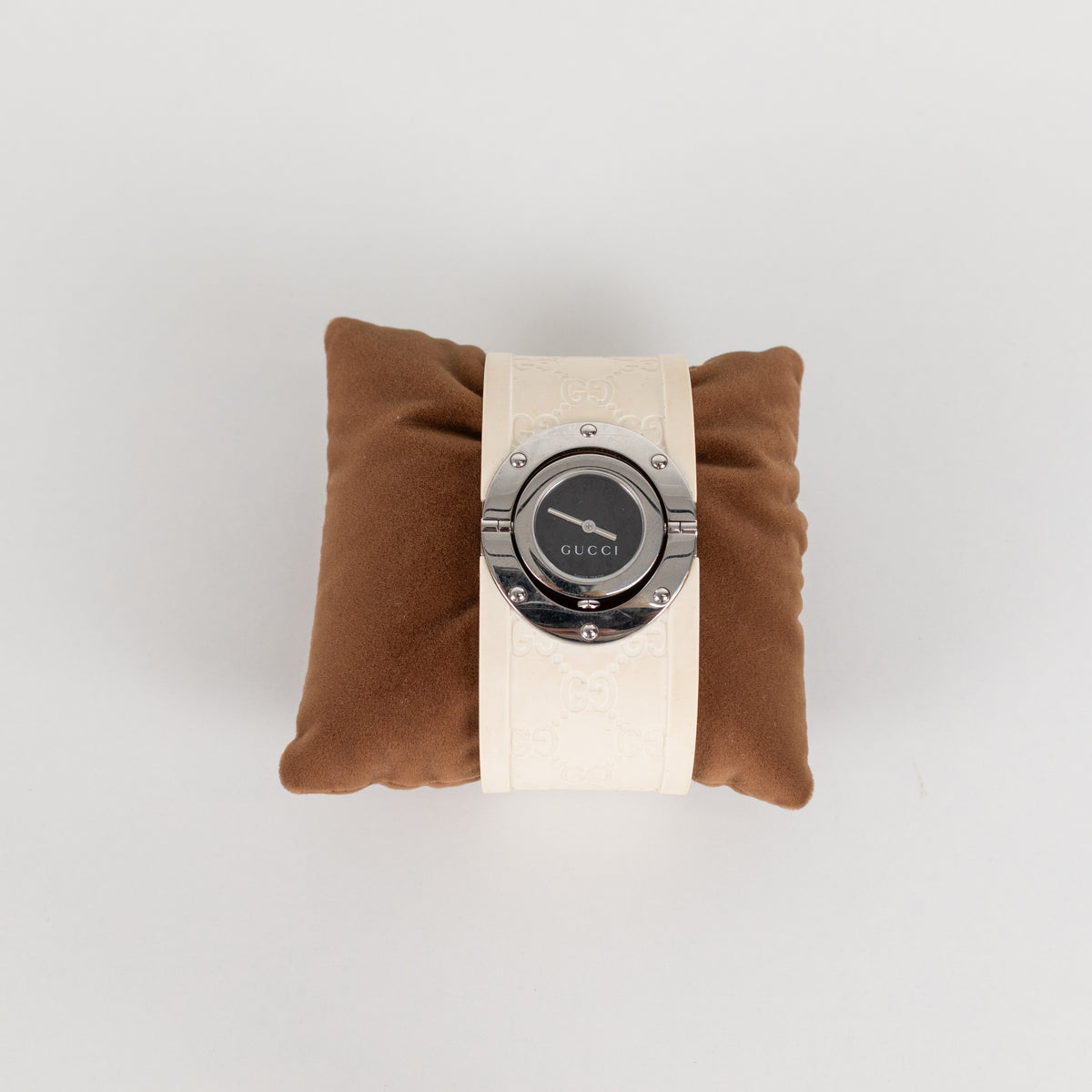 Gucci White Rubber Twirl Stainless Steel Watch