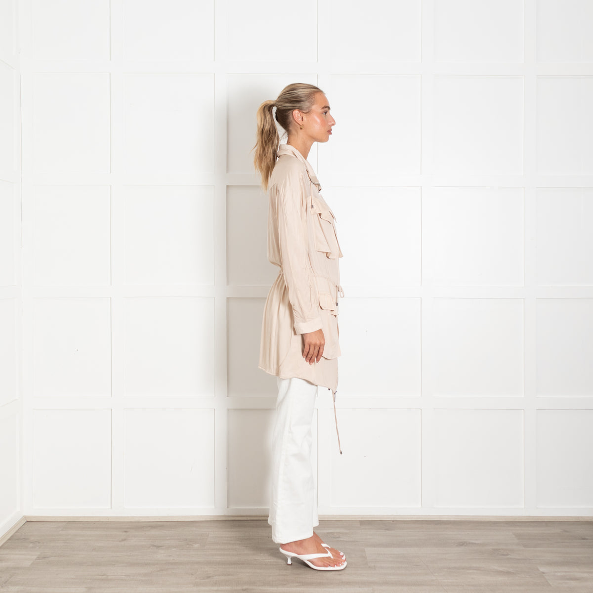 Pinko Beige Lightweight Zip Up Jacket