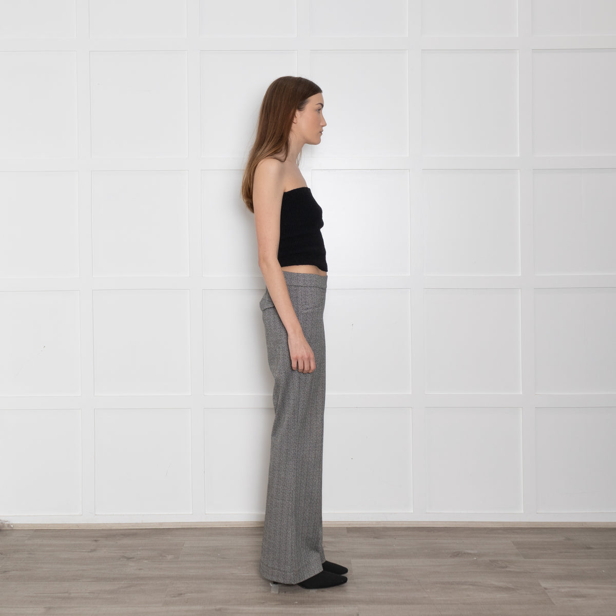 Luisa Cerano Black And White Chevron Tweed Trousers