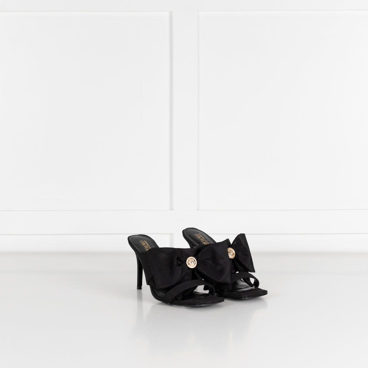 Versace Jeans Couture Black Emily Bow Healed Sandals