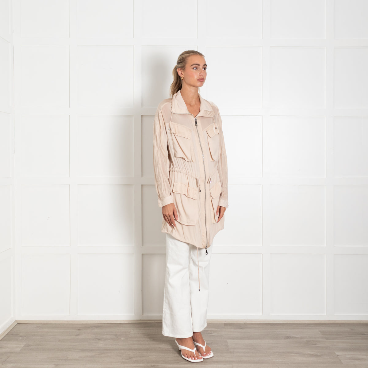 Pinko Beige Lightweight Zip Up Jacket